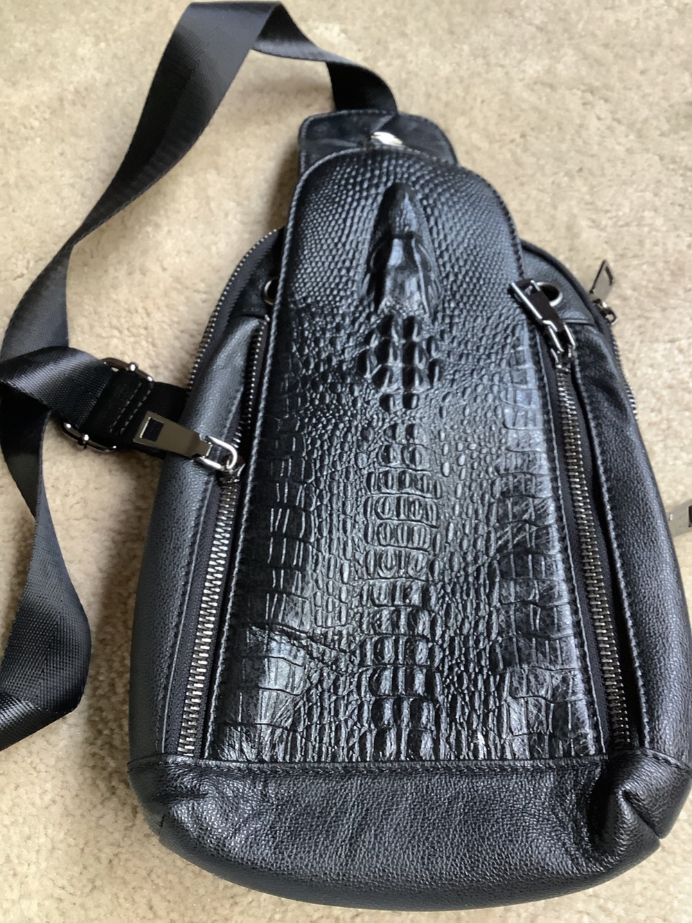 Genuine Leather black crossbody bag. NWT